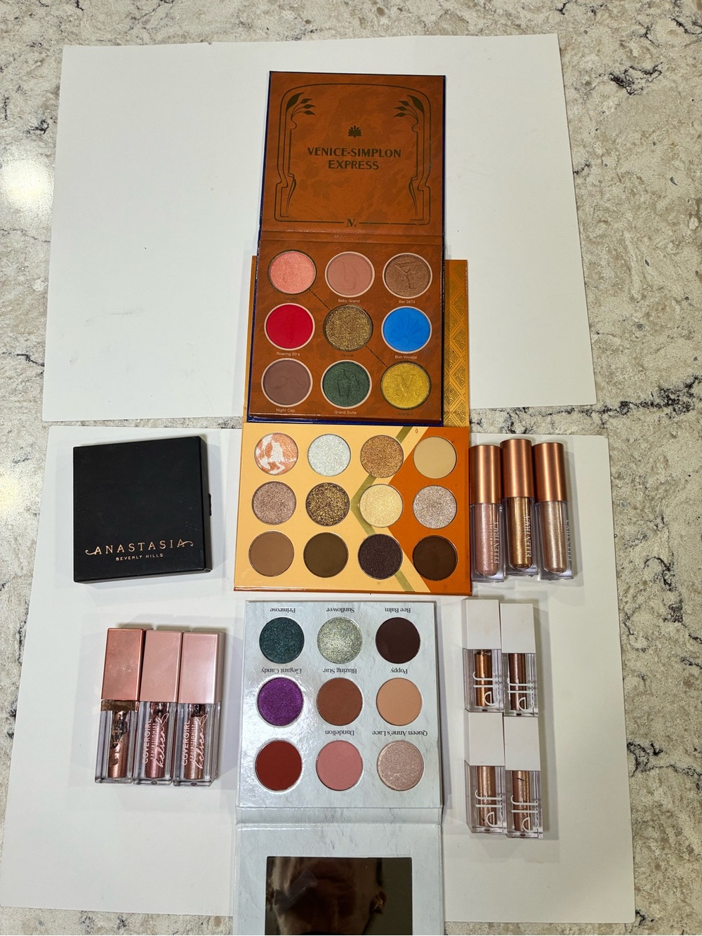 Large eyeshadow palette & liquid creme eyeshadow bundle Nomad, JUVIAS, ELF